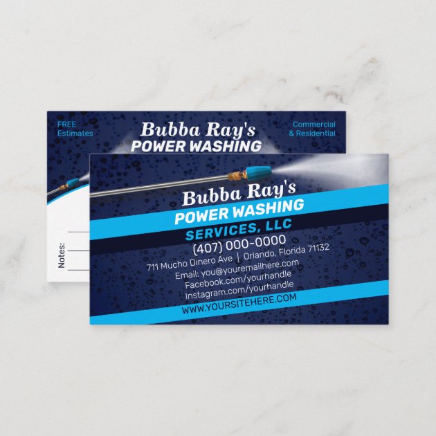 Pressure Washing & Cleaning Business Card Template (back side)