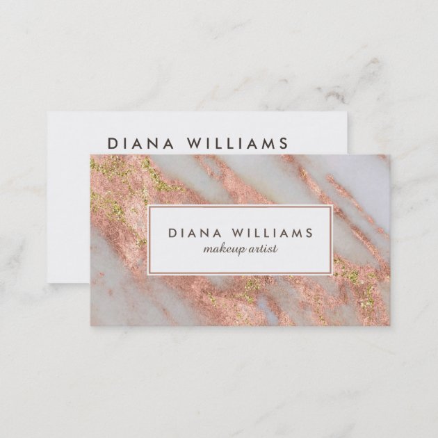 Sparkling Pink Marble Abstract Makeup Artist Business Card (back side)
