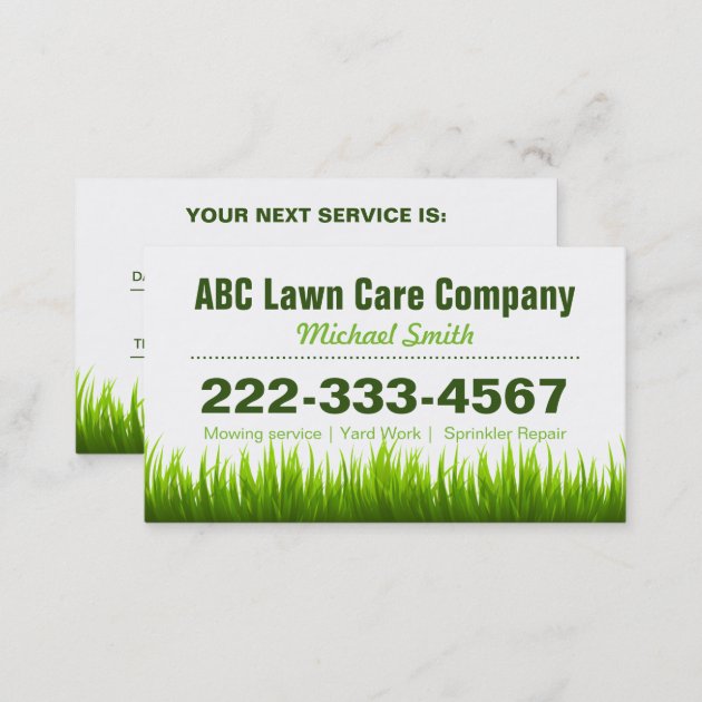Lawn Care Landscaping Services Appointment Card (back side)
