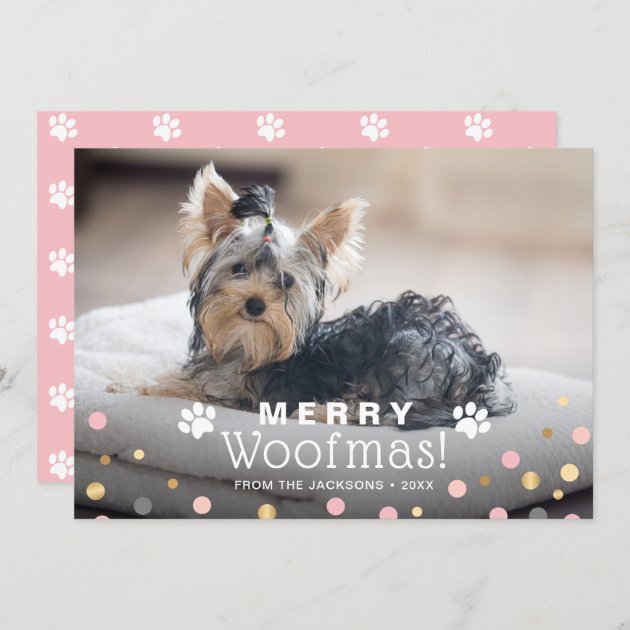 Puppy Merry Woofmas Pet Dog Paws Photo Holiday Card