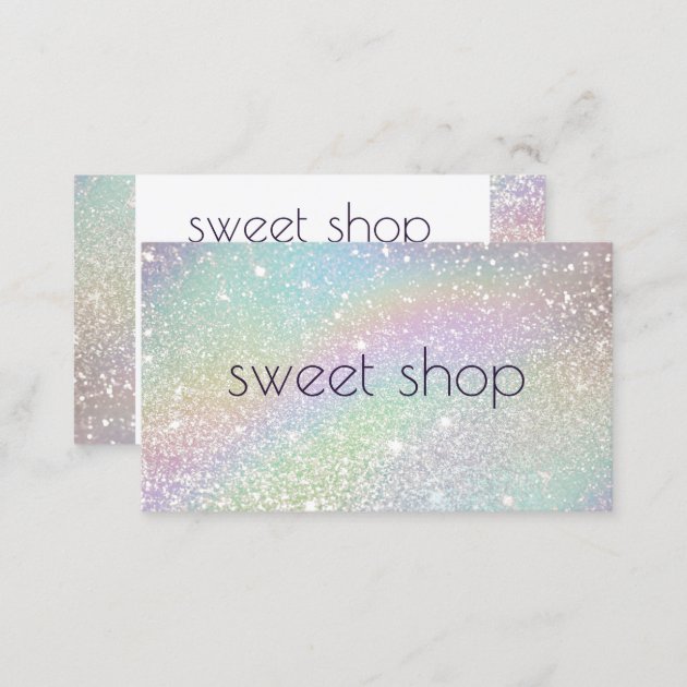 Holographic Glitter Bakery, Sweets Business Card (back side)