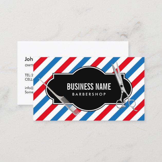 Simple Plain Scissor & Comb Barber Business Card (back side)