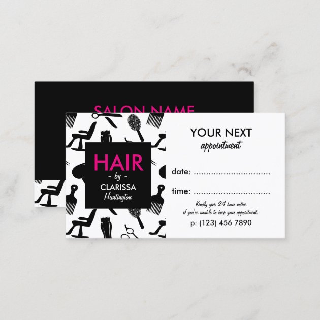 Chic Hair Stylist Appointment Card (back side)