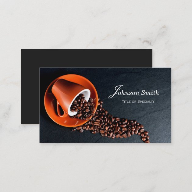 Modern Stylish Coffee Cup Coffee Beans Business Card (back side)