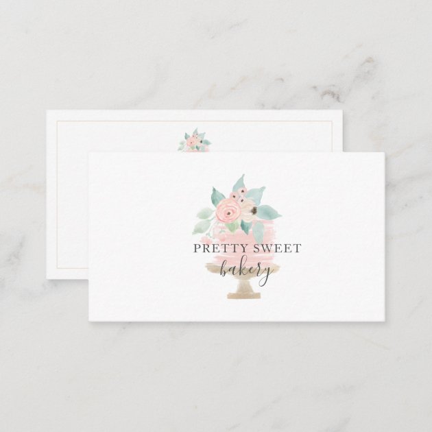 Pink Floral Cake Bakery Business Cards (back side)