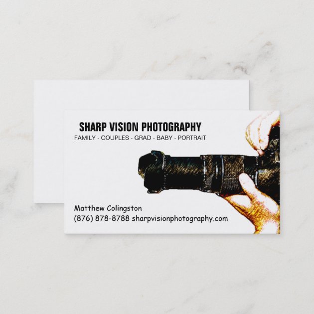 Male Photographer Photo Business Simple Business Card (back side)