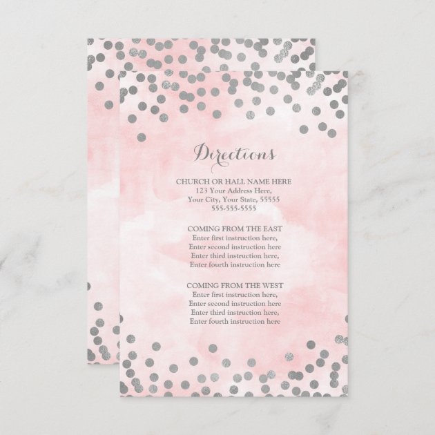Pink Watercolor Silver Wedding Direction Insert