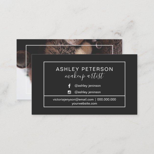 Photo makeup artist frame typography business card (back side)