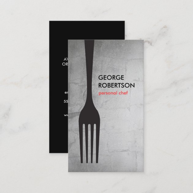 BIG FORK LOGO III for Chef, Catering, Restaurant Business Card (back side)