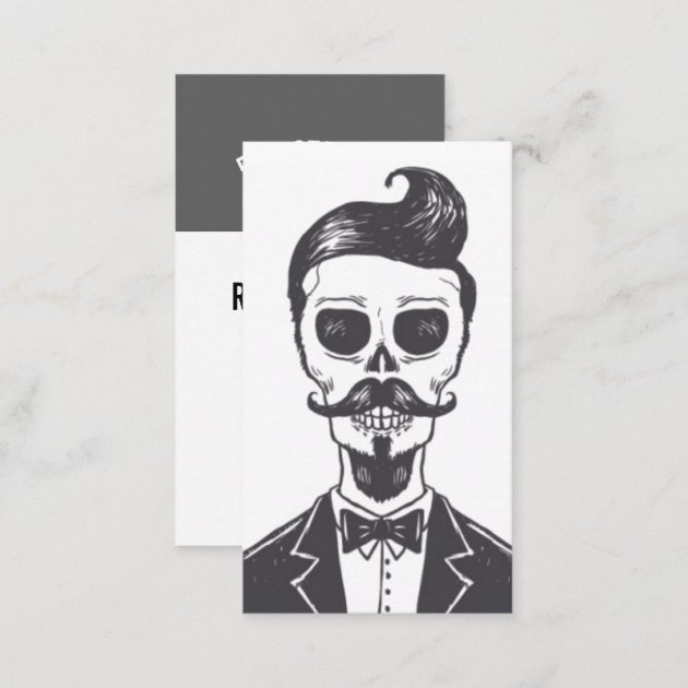 Skeleton Gentleman Barber Business Card (back side)