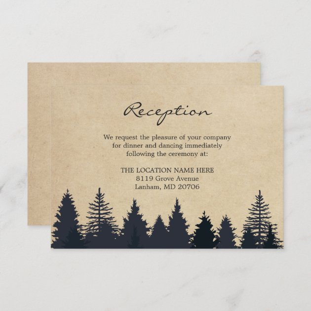 Rustic Pine Trees Kraft Wedding Details Reception Enclosure Card