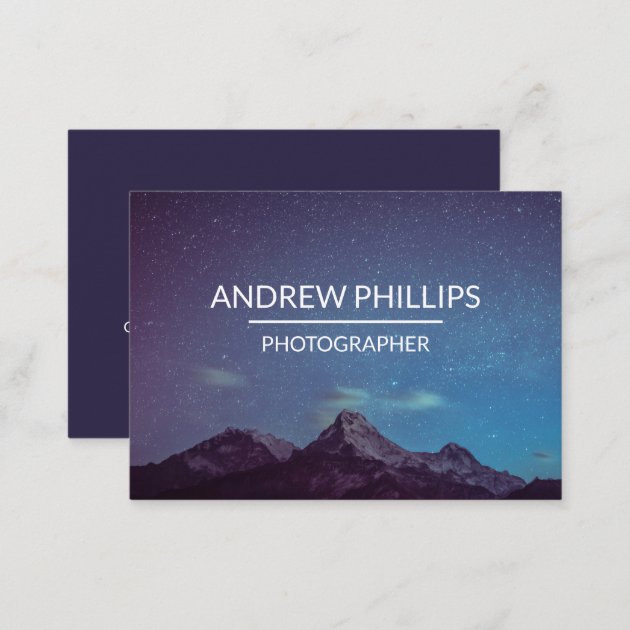 Mountain Starry Silhouette Custom Business Card (back side)