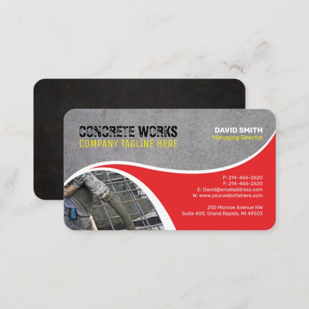 Concrete works, Construction company Business card (back side)