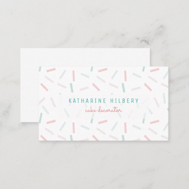 Pastel Colors Sprinkles White Business Card (back side)
