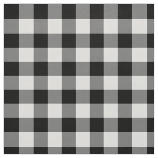 Bold Black and White Gingham Plaid Fabric