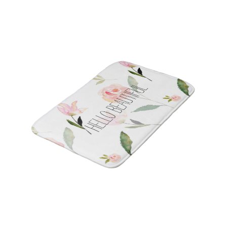 Create or customize your own personal bath mat with a floral motif and your own text
