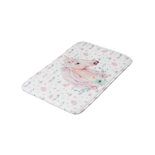 Unicorn In Flower Small Bath Mat