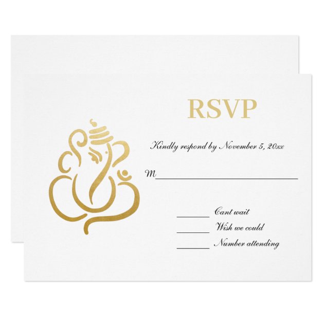 Elegant Gold Ganesh | Indian Wedding RSVP Invitation