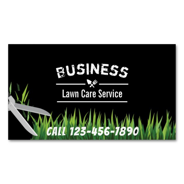 Lawn Care & Landscaping Service Professional Magnetic Business Card (front side)