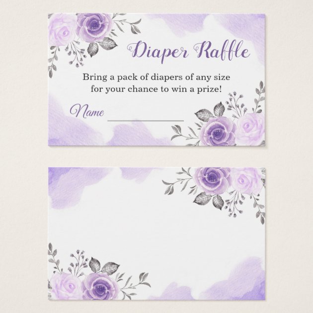 Pastel Purple Floral Diaper Raffle Tickets