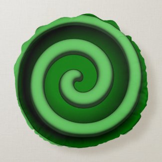 Green Spiral Zone Round Pillow