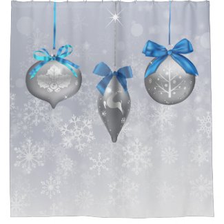 Snowflake Holiday Ornaments Shower Curtain