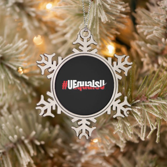 UEqualsU HIV Undetectable Untransmittable Art Snowflake Pewter Christmas Ornament (Tree)