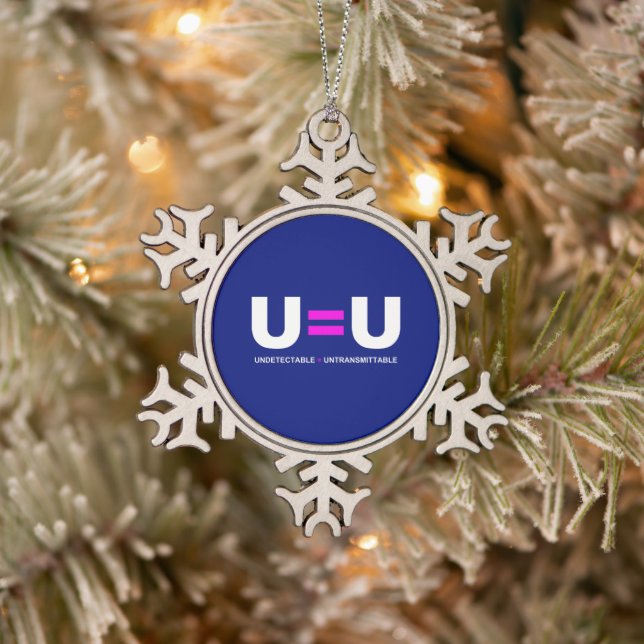 U=U HIV Undetectable Equals Untransmittable Snowflake Pewter Christmas Ornament (Tree)