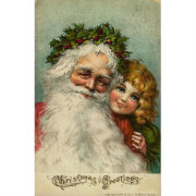 Santa and Little Girl Christmas Greetings Card Poster | Zazzle