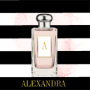 Pink Perfume Bottle Black Stripe Chic Monogram Poster | Zazzle.com