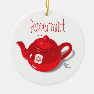 Peppermint Teapot Holiday Ornament