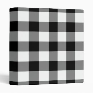 Black and White Gingham Pattern 3 Ring Binder