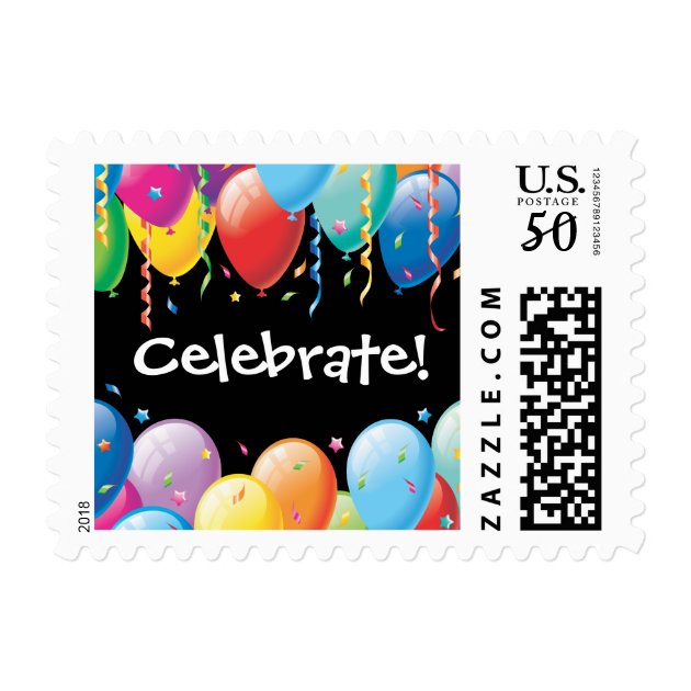 Colorful Balloons Party Stamp
