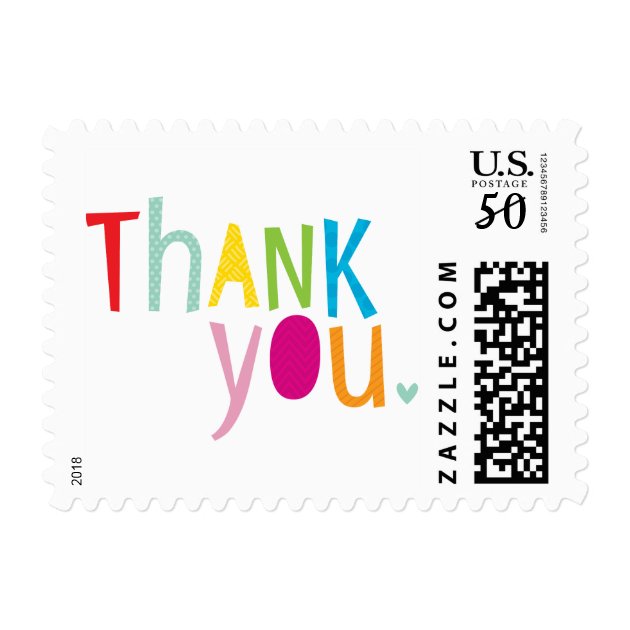 BRIGHT POP TYPE Modern Typography Bold Thank You Postage