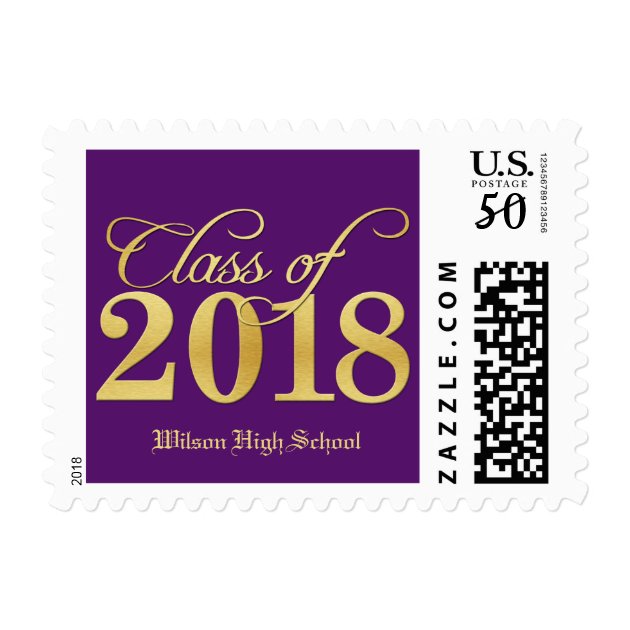 Elegant Purple & Gold Class Of 2018 Graduation Postage