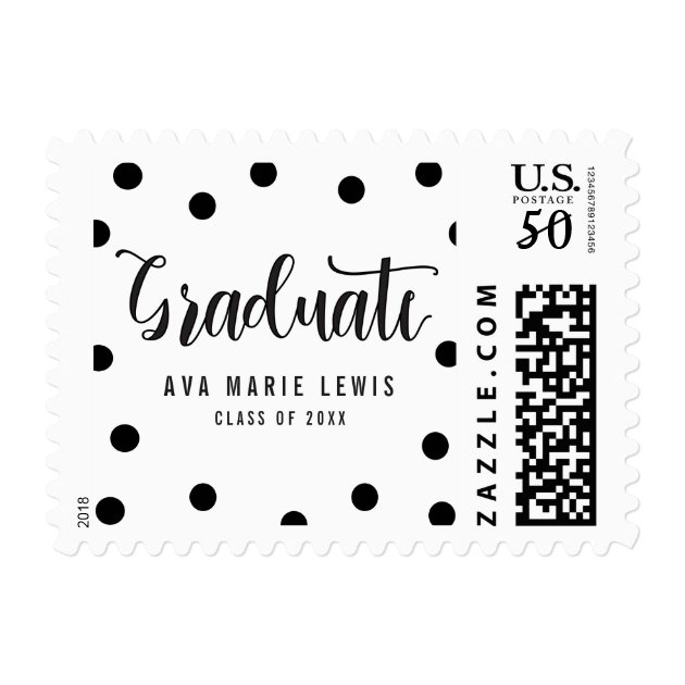 Charming Dots Black Graduation Postage