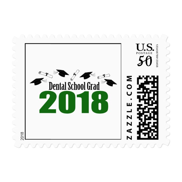 Dental School Grad 2018 Caps And Diplomas (Green) Postage
