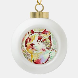 Snowshow Shades of Fall Kitty Ceramic Ball Christmas Ornament