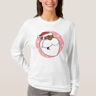 Black Santa Cartoon (Pink) T-Shirt