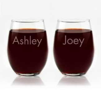 Custom Engraved His & Hers Stemless Wine Glasses