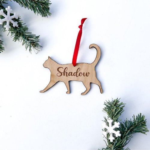 Custom Wooden Engraved Cat Ornament