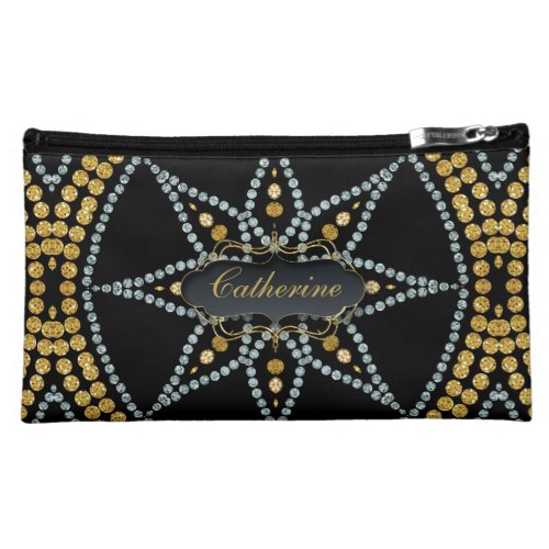 Black Sparkle Gold Glitter Cosmetic Bags