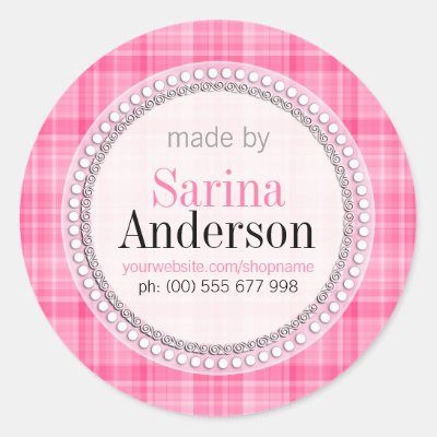 Pink Tartan Pattern Made By Labels Stickers
