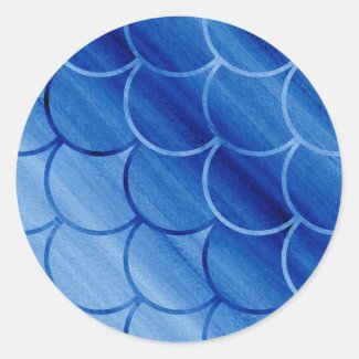 Evocative Painted Blue Scale Pattern Stickers