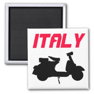 Italy with Scooter 2 Inch Square Magnet