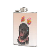 Joyful Black Labrador Retriever Dog Flask (Left)