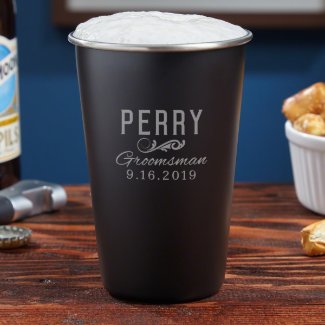 Engraved Classic Stainless Steel Pint Glass
