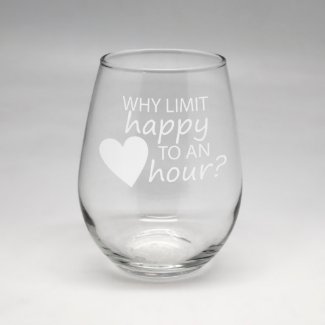 Small Sand Etched Stemless Wine Glass w/Heart