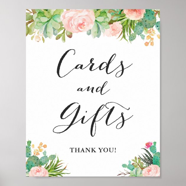 Cards And Gifts Sign Succulent Cactus Floral