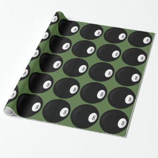 Eight Ball Billiard Wrapping Paper